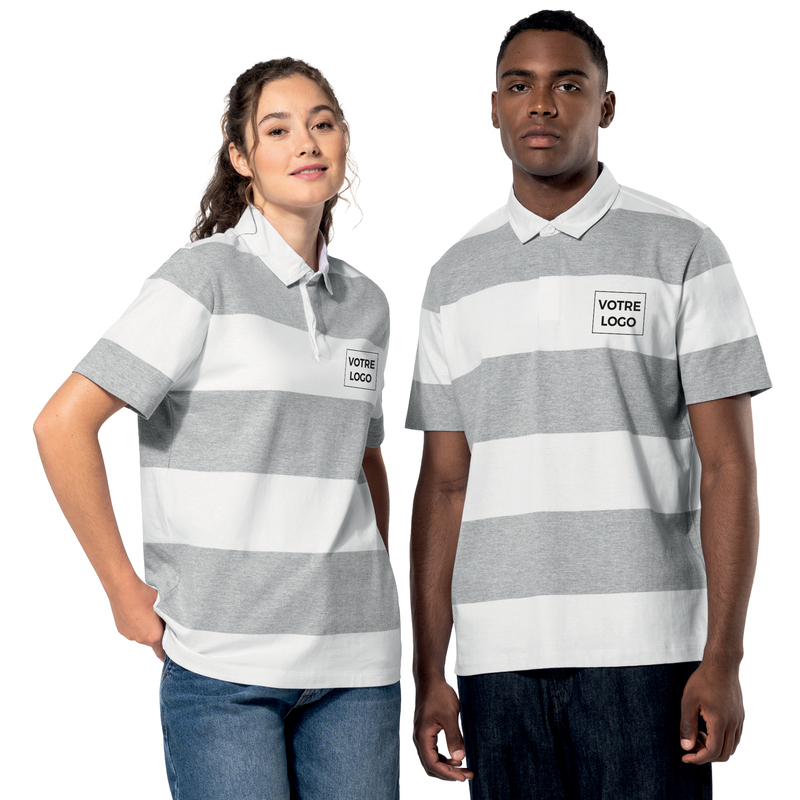 Polo rugby rayé manches courtes unisexe