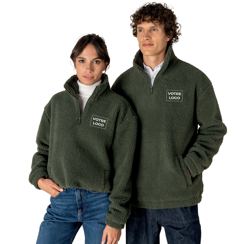 Sweat-shirt zip en sherpa unisexe